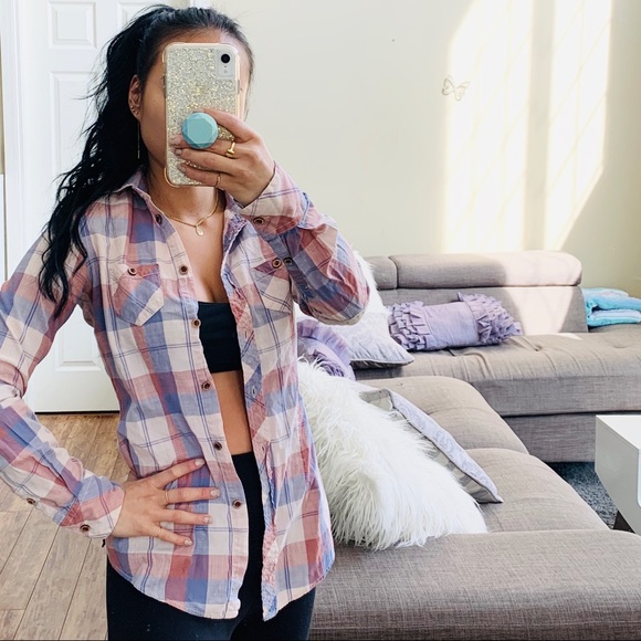 ๐ MAISON SCOTCH PLAID ELBOW PATCH BUTTON UP